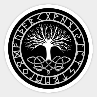 Yggdrasil The World Tree with Elder Futhark Runes | Norse Mythology gifts Sticker